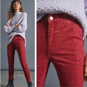 PILCRO Flocked High-Rise Denim Leggings